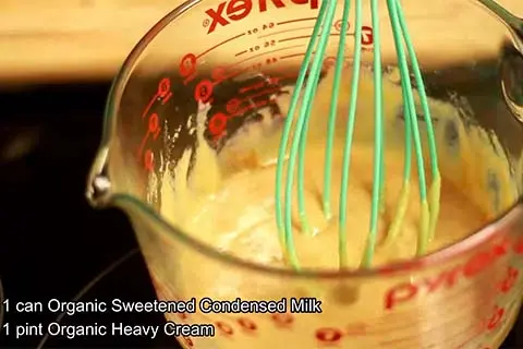 Mix in condensed milk and heavy cream