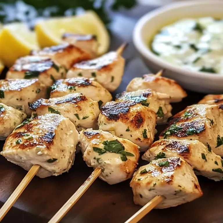 Savory Greek Lemon Chicken Skewers with Tzatziki Sauce