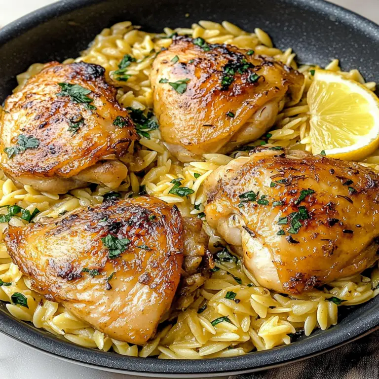Irresistible One Pan Lemon Garlic Chicken Thighs with Orzo