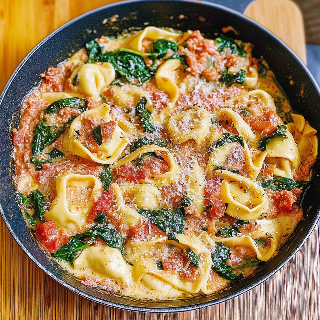 Creamy Spinach Tomato Tortellini Recipe