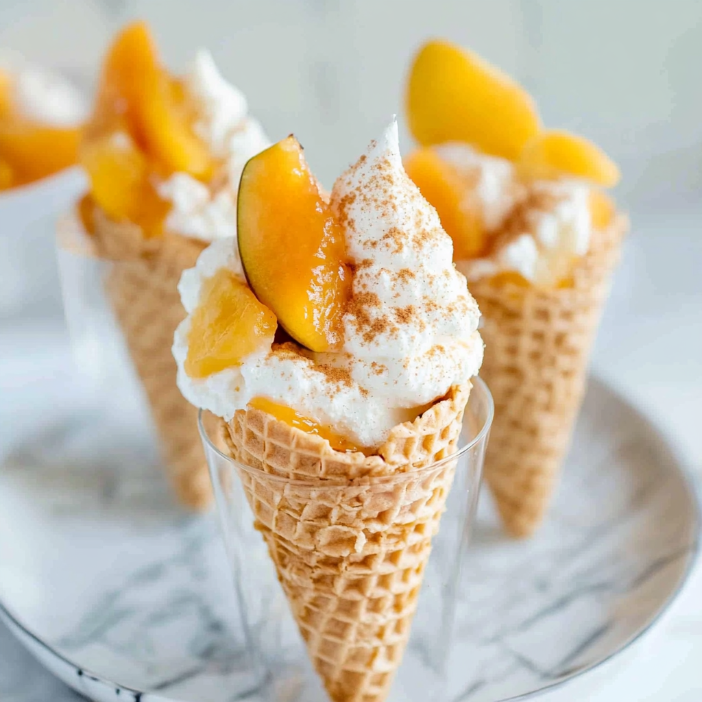 Amazing Peach Cobbler Stuffed Cones for Delicious Joy