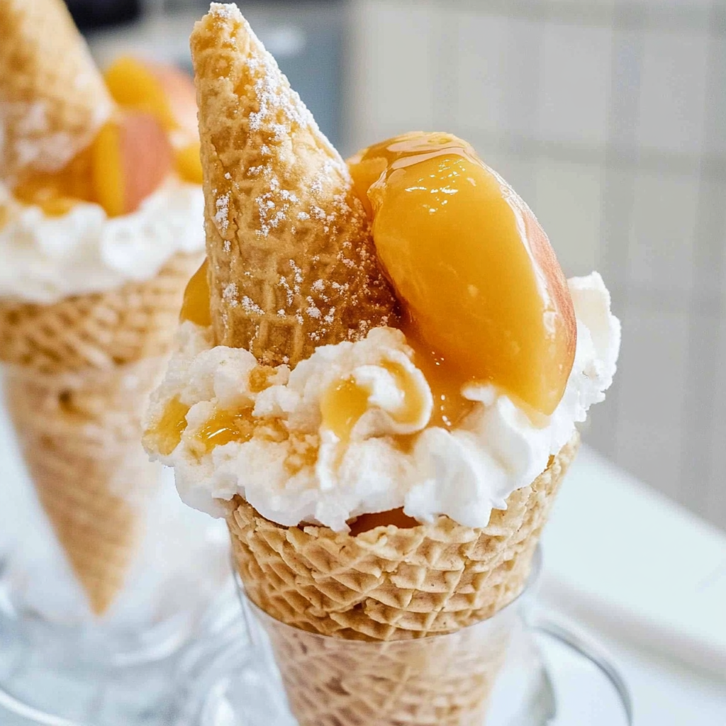Peach Cobbler Stuffed Cones