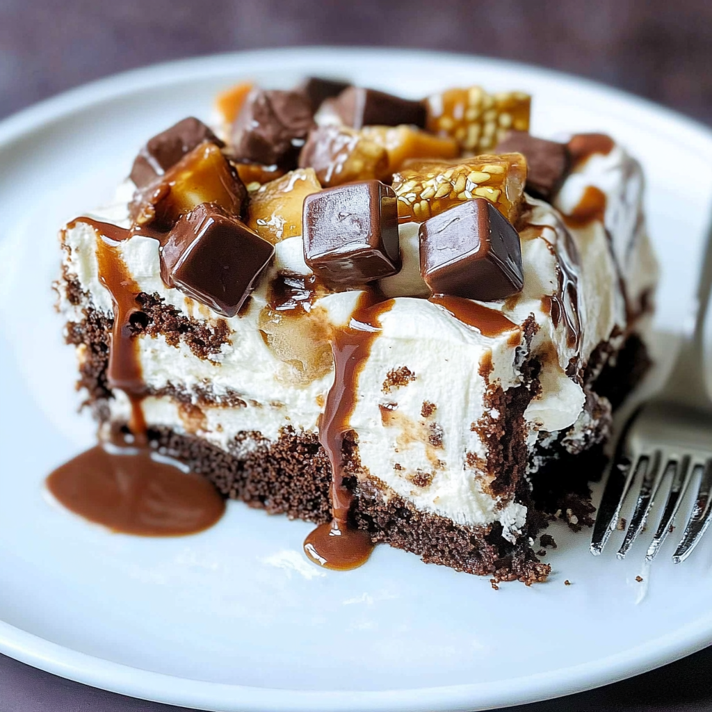 Snickers Poke Cake
