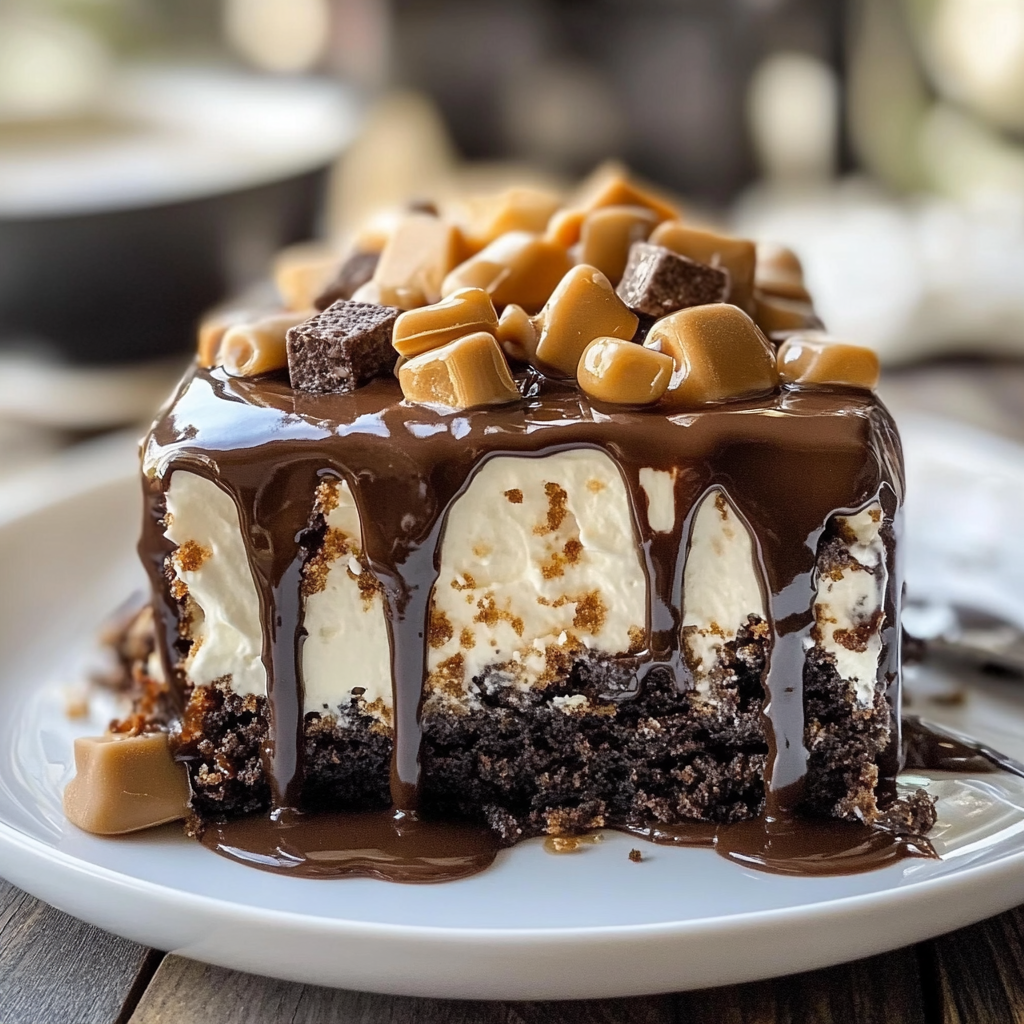Snickers Poke Cake