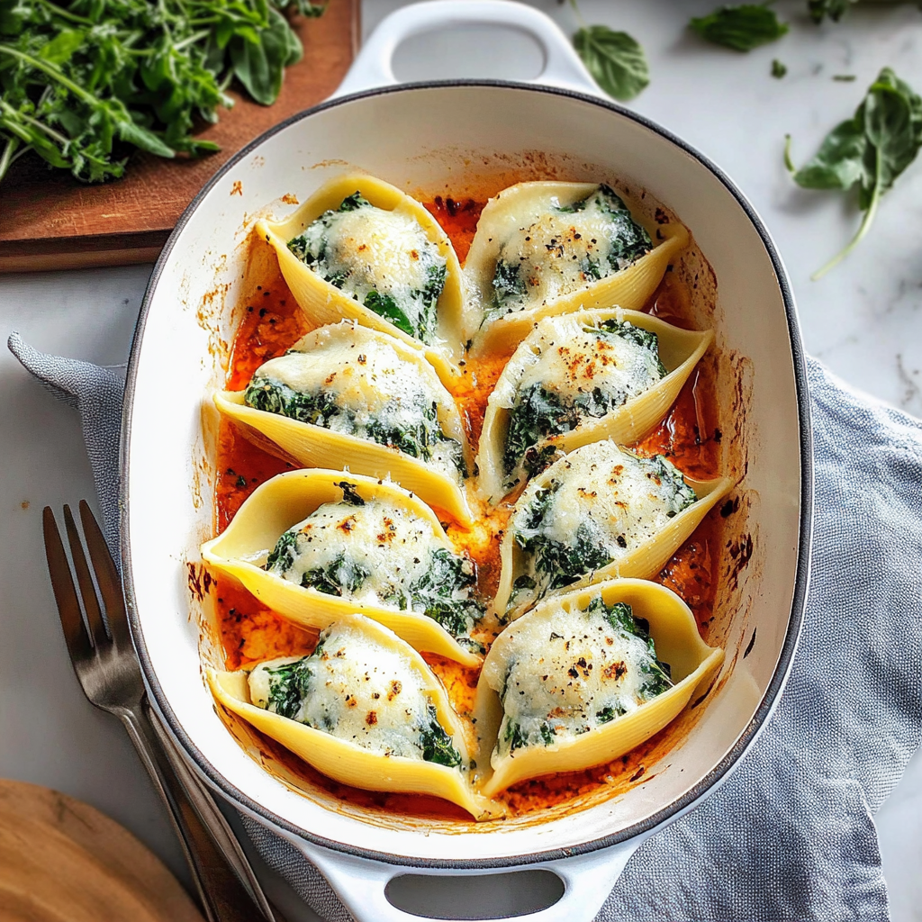 Stuffed Pasta Shells with Spinach & Ricotta