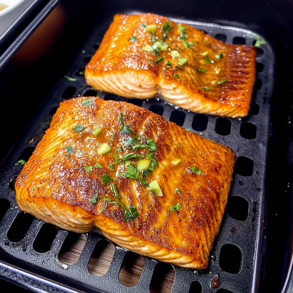 air fryer salmon that’s crispy outside juicy inside
