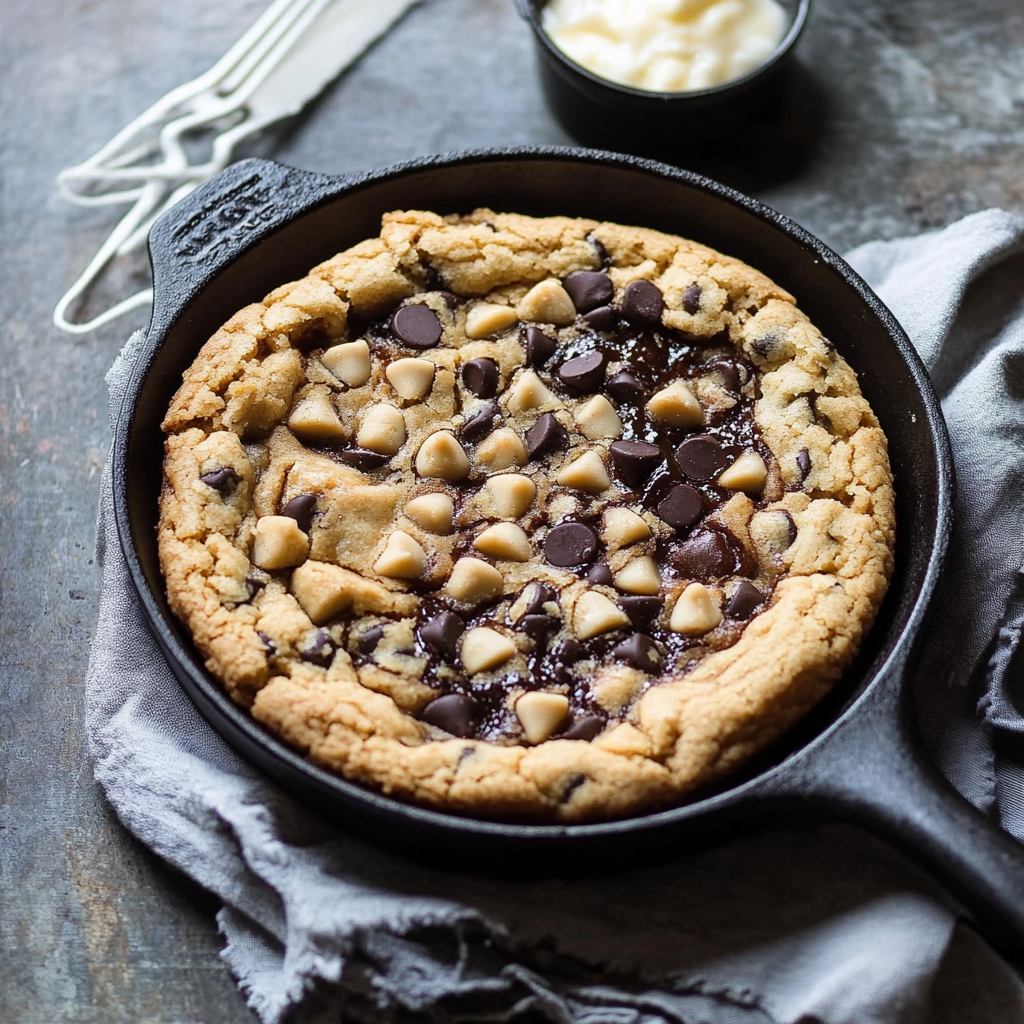 chocolate chip skillet cookie gooey without eggs or butter