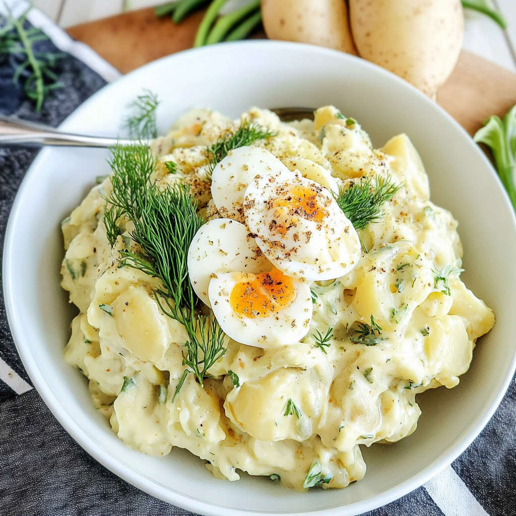 classic creamy potato salad with eggy goodness
