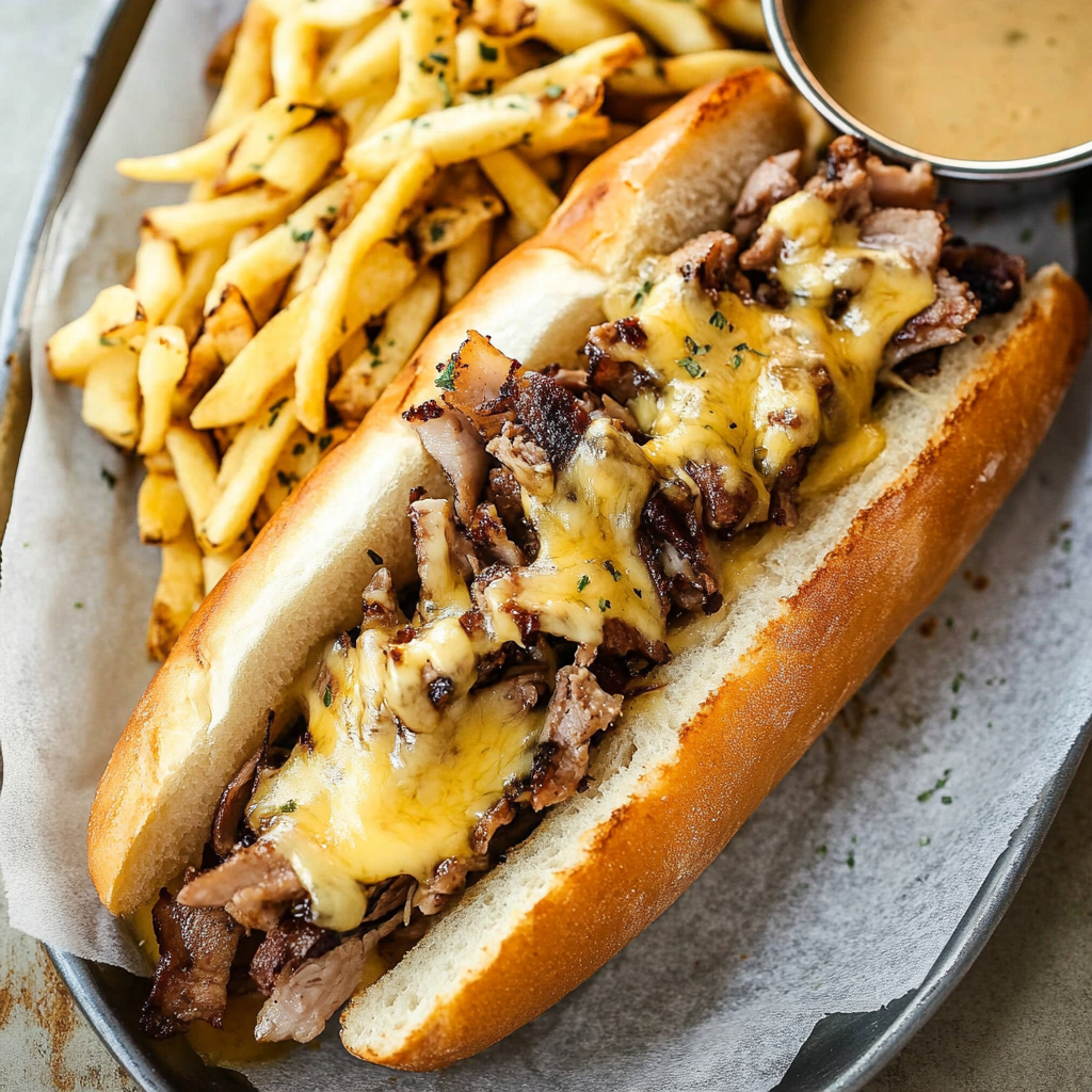 classic philly cheesesteak loaded with melty goodness