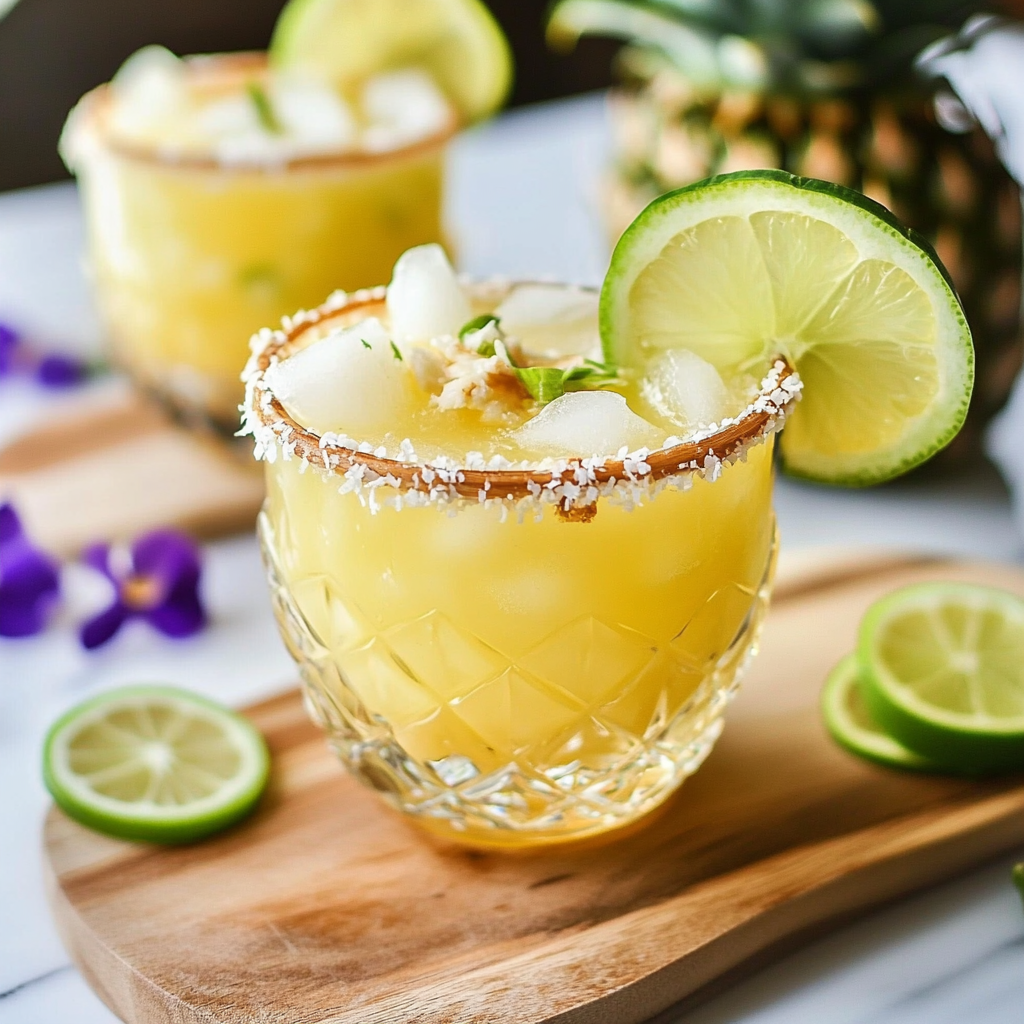 creamy pineapple coconut margarita, island-style refreshment