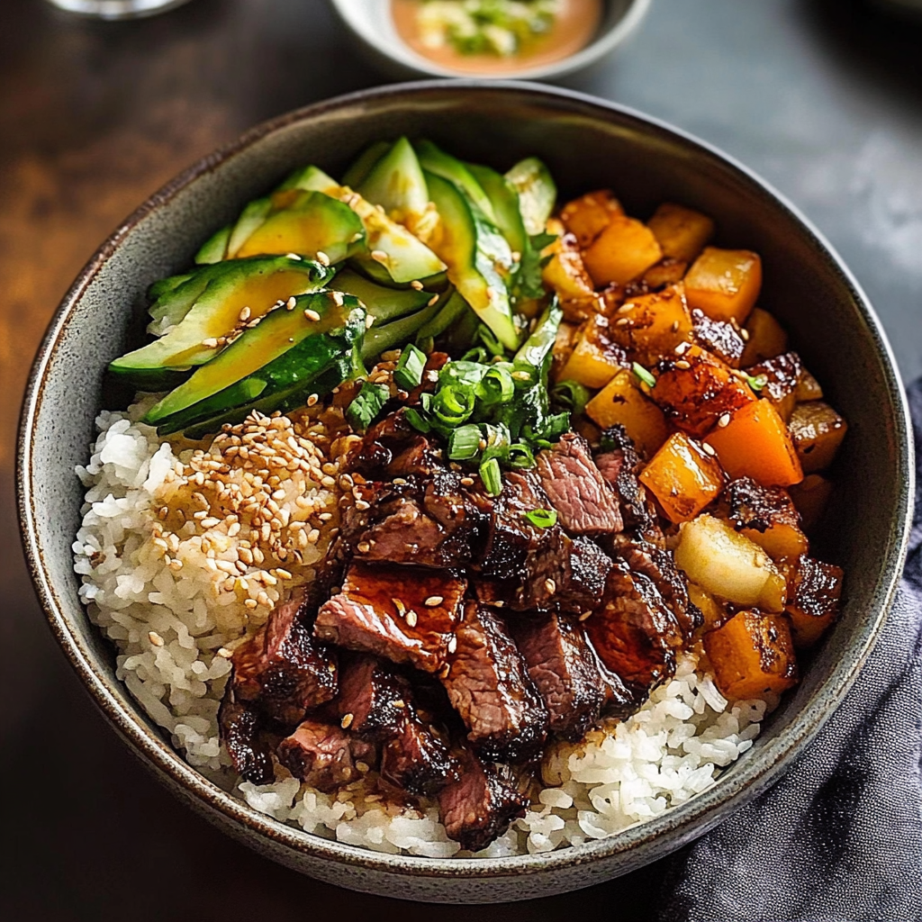 flavor-packed steak bowls with hearty ingredients