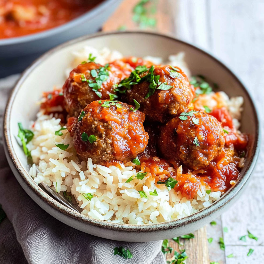 juicy meatballs and rice for cozy comfort meals