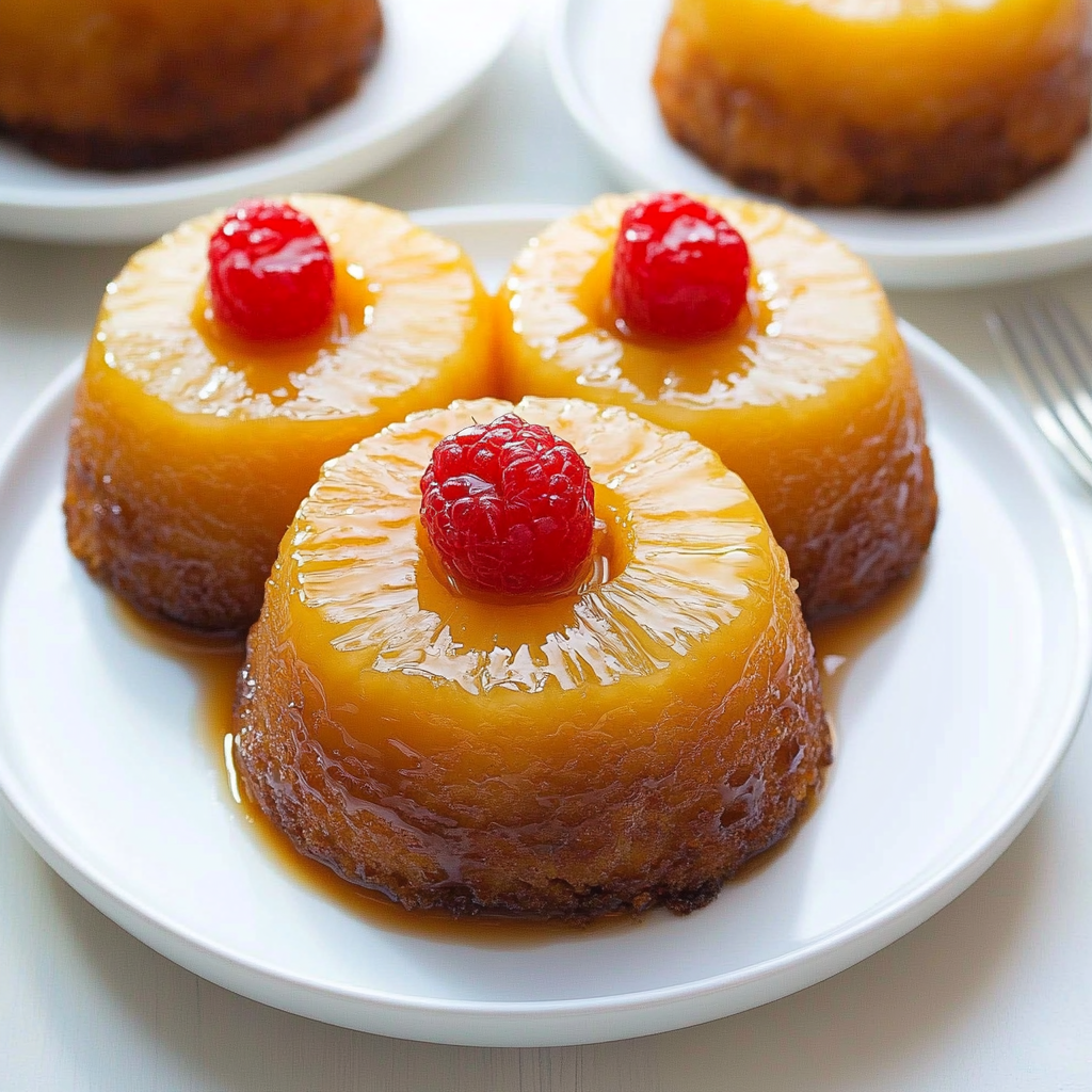 mini pineapple upside down cakes
