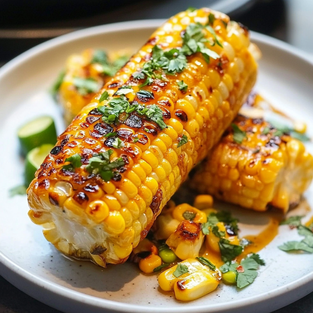 perfectly roasted air fryer corn on the cob