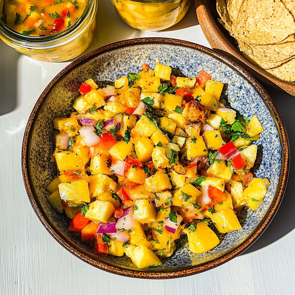 sweet and spicy pineapple mango salsa