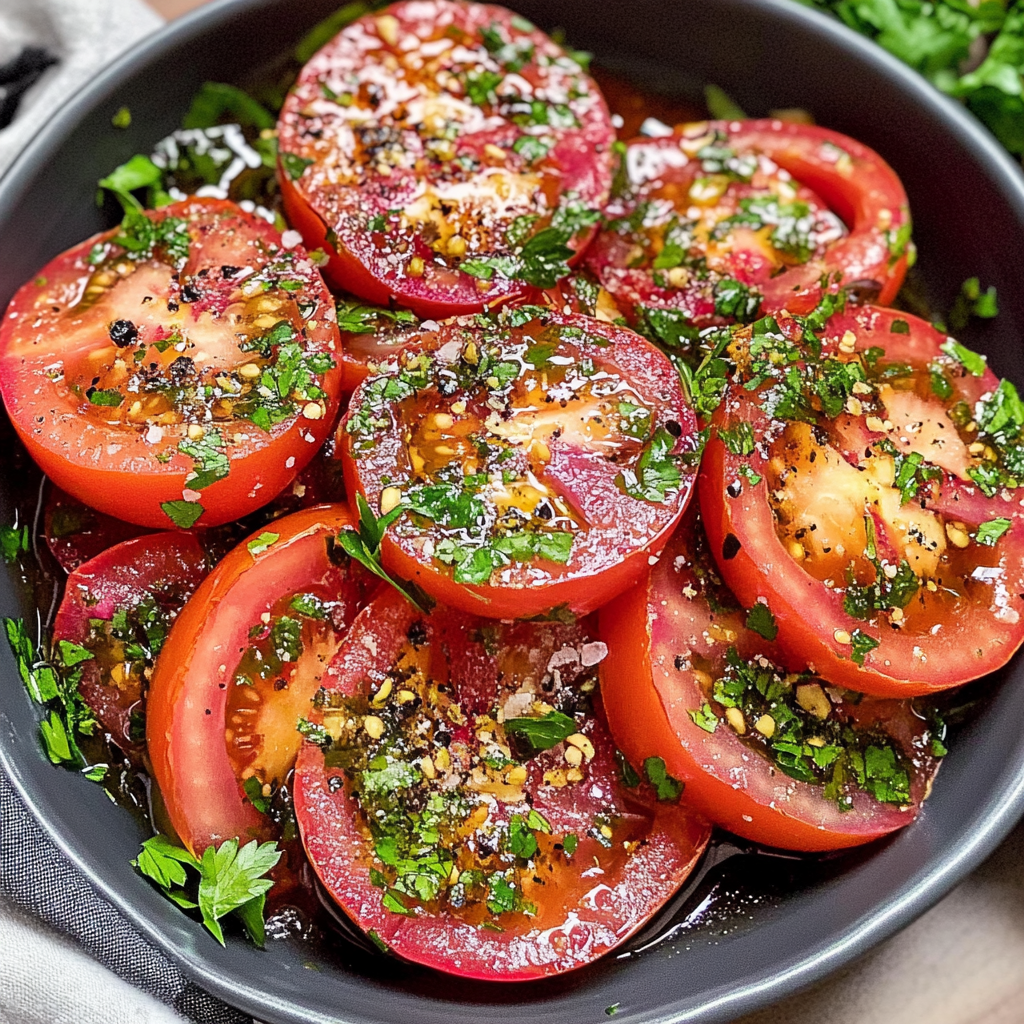 tangy marinated tomatoes bursting with flavor