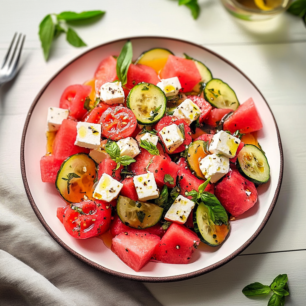 Amazing Vibrant Memorial Day Watermelon Feta Salad Delight