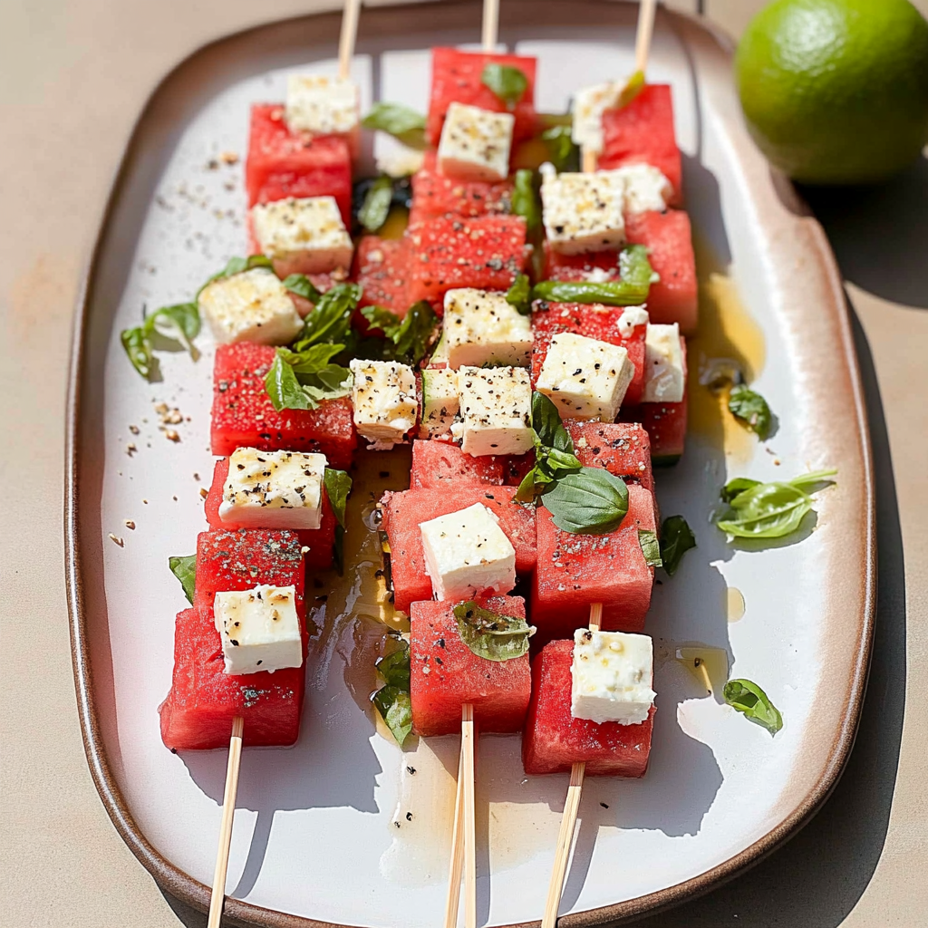 Amazing 4th of July Watermelon Feta Skewers Recipe