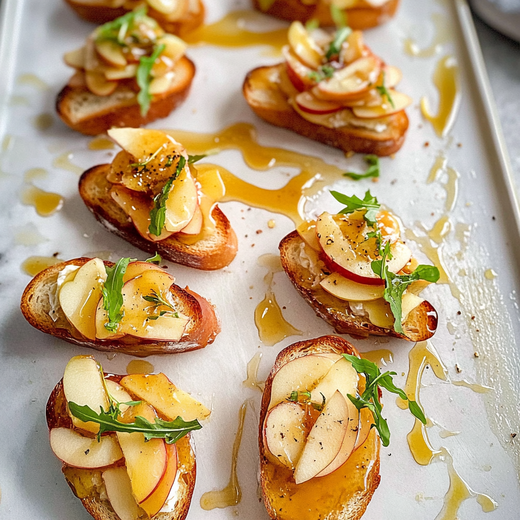 Apple and Brie Crostini with Honey Drizzle