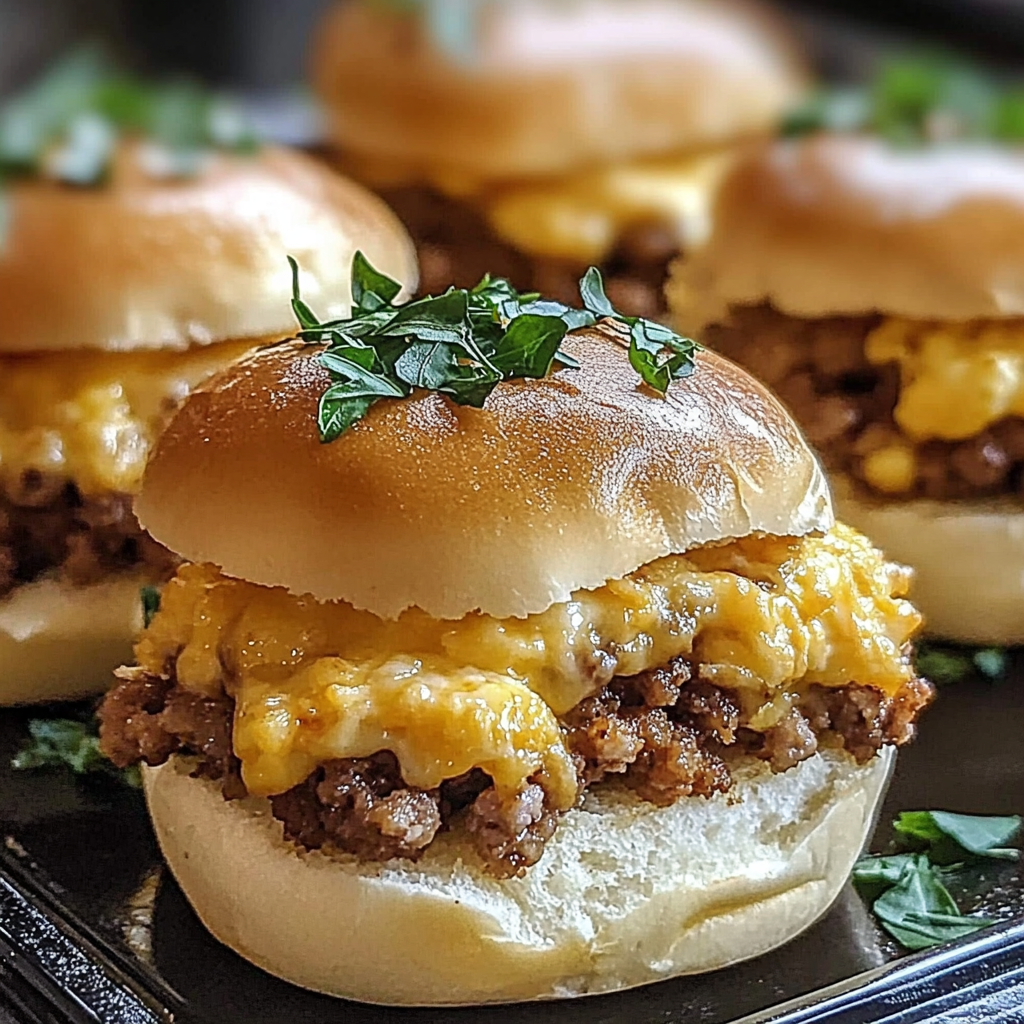 Cheesy Sausage Egg Breakfast Sliders