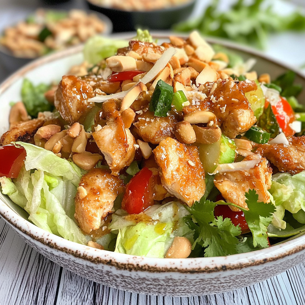 Amazing Crunchy Thai Chicken Salad with Peanut Dressing Delight