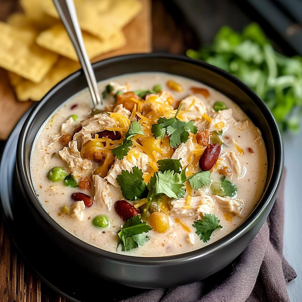 Easy Crock Pot Cream Cheese Chicken Chili