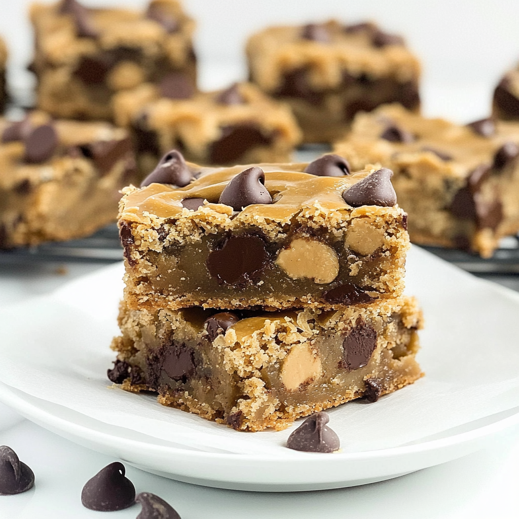 Gooey Peanut Butter Chocolate Chip Cookie Bars