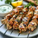 Amazing Greek Lemon Chicken Skewers with Tzatziki Sauce Delight