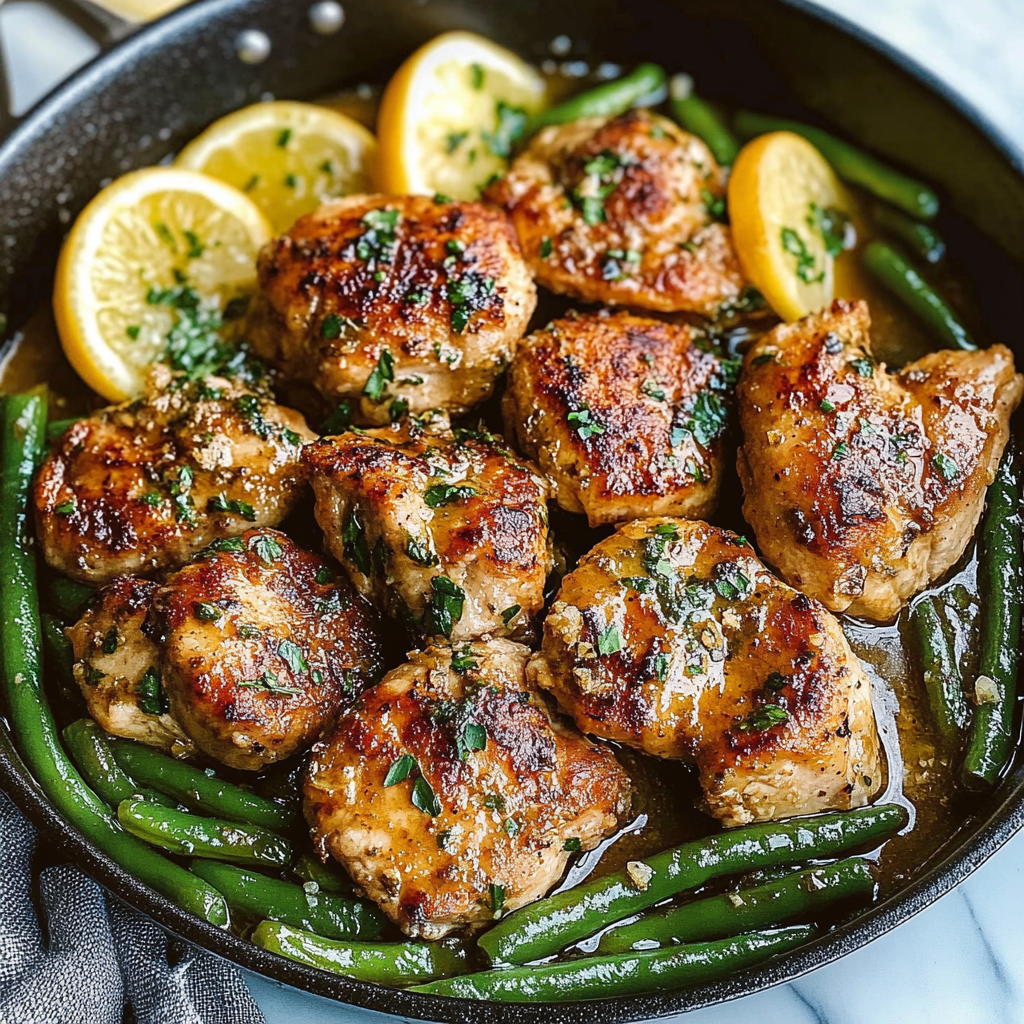Lemon Garlic Butter Chicken and Green Beans Skillet