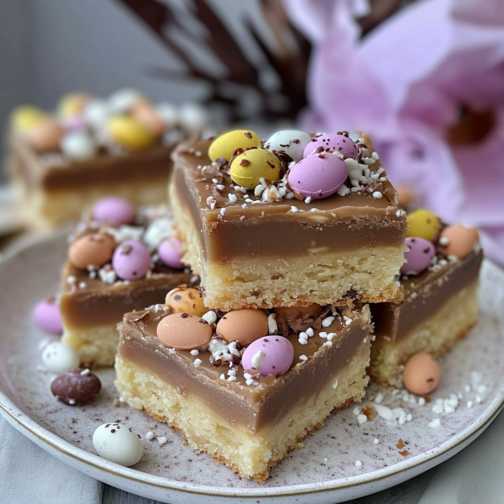 Amazing Mini Egg Millionaire’s Shortbread Delightfully Indulgent