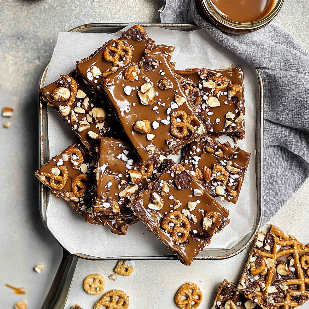 The Best Salted Caramel Pretzel Bark