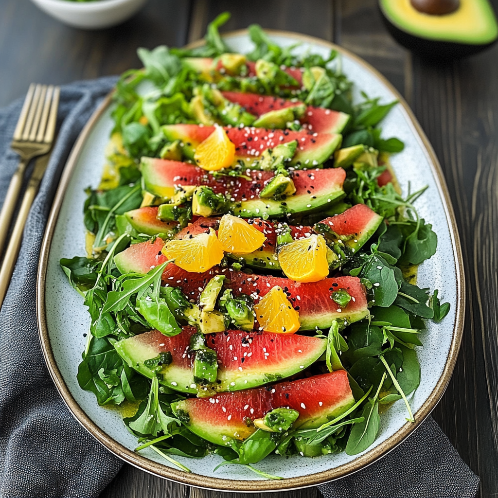 Amazing Watermelon Avocado Salad with Citrus Dressing Delight