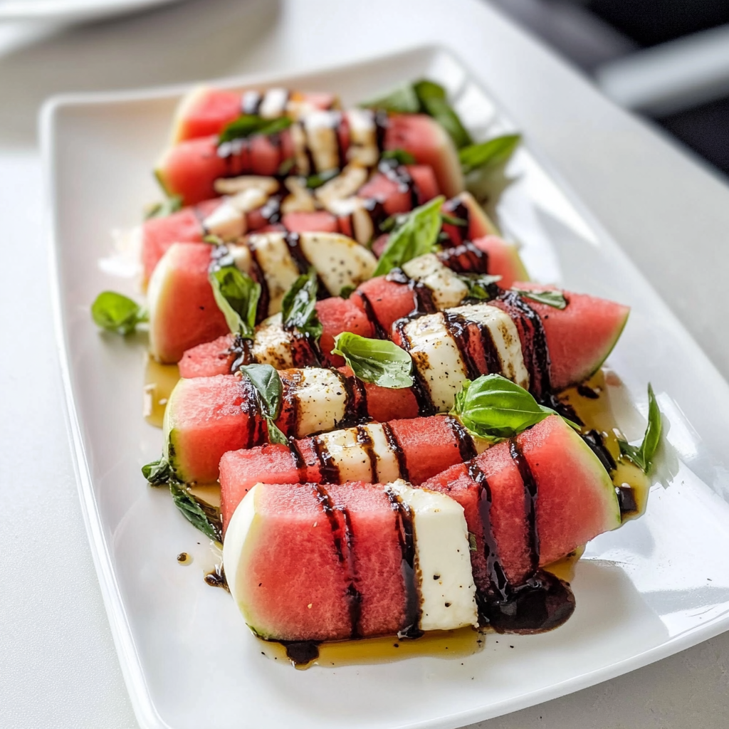 Amazing Watermelon Caprese Salad with Balsamic Drizzle Delight