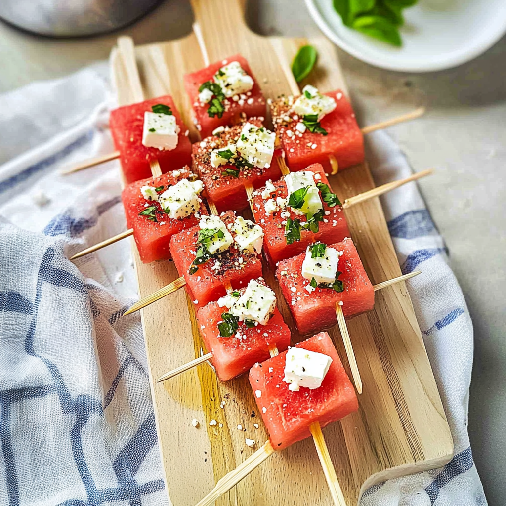 Watermelon Feta Skewers Party Appetizer