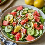 Amazing Watermelon and Cucumber Salad with Lemon Dressing