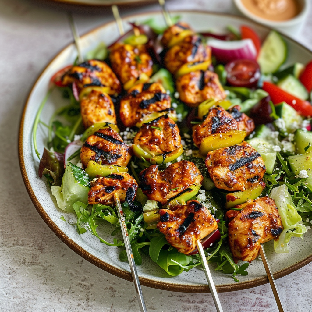 BBQ Chicken Skewer Salad