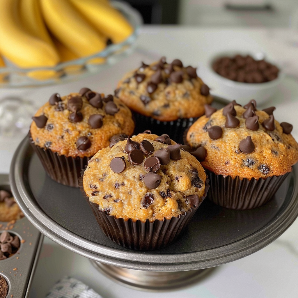 Back-to-school banana chocolate chip muffins