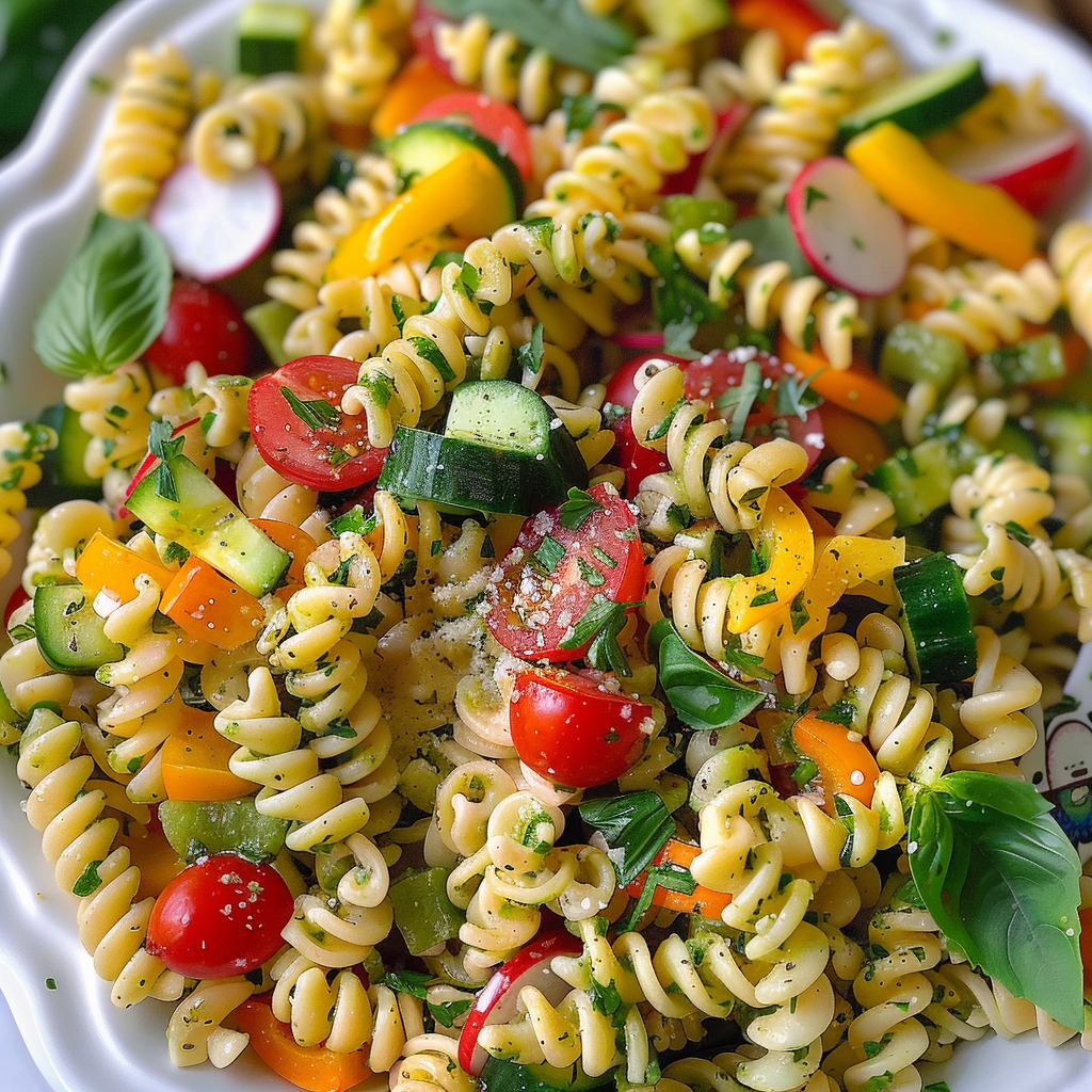 Back-to-school veggie pasta salad