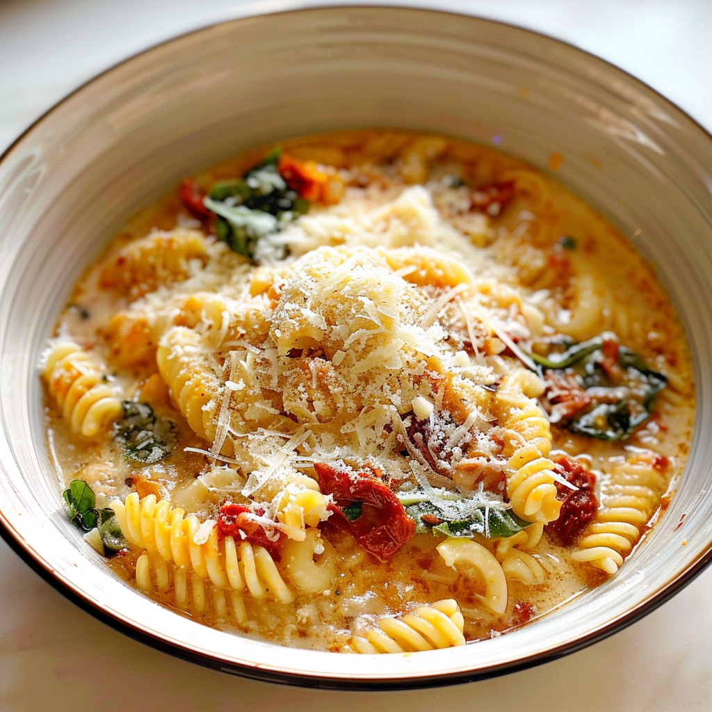 Amazing Brothy Cavatelli with Sundried Tomatoes & Parmesan Delight