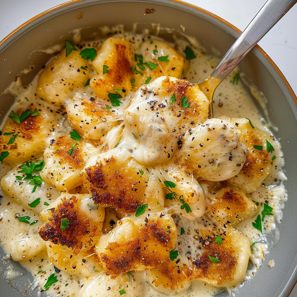 Cacio e Pepe baked gnocchi