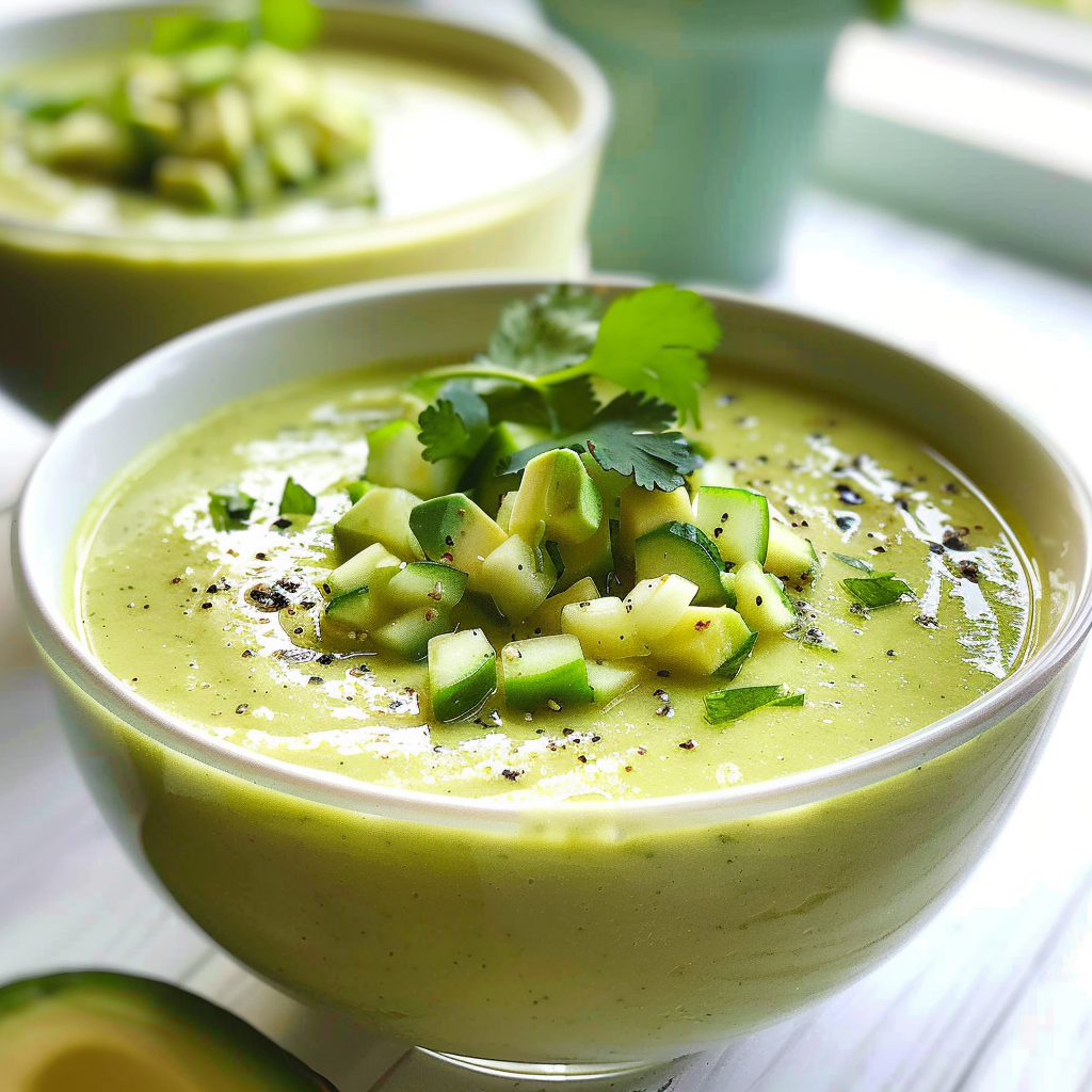 Chilled avocado cucumber soup