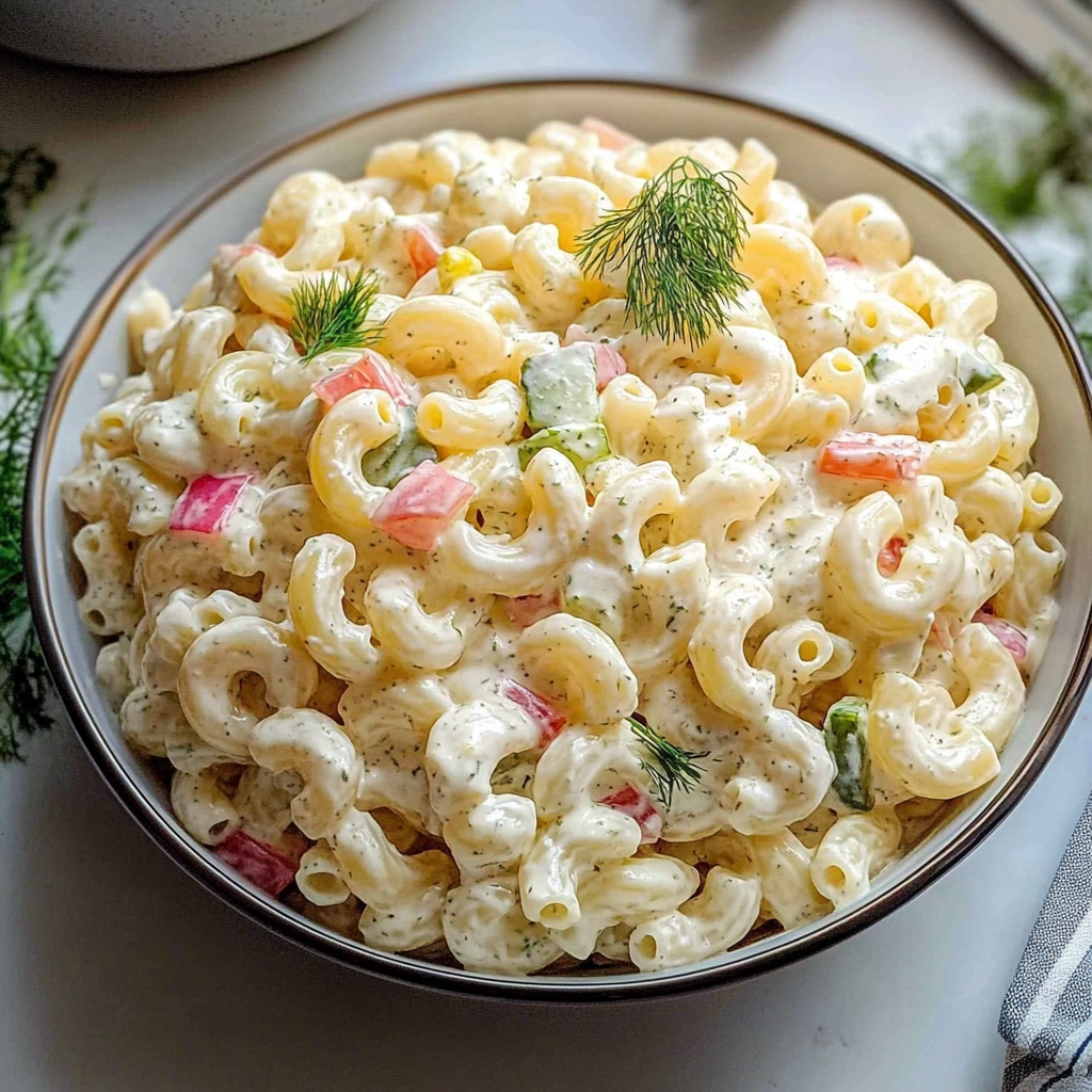 Classic Dill Pickle Macaroni Salad