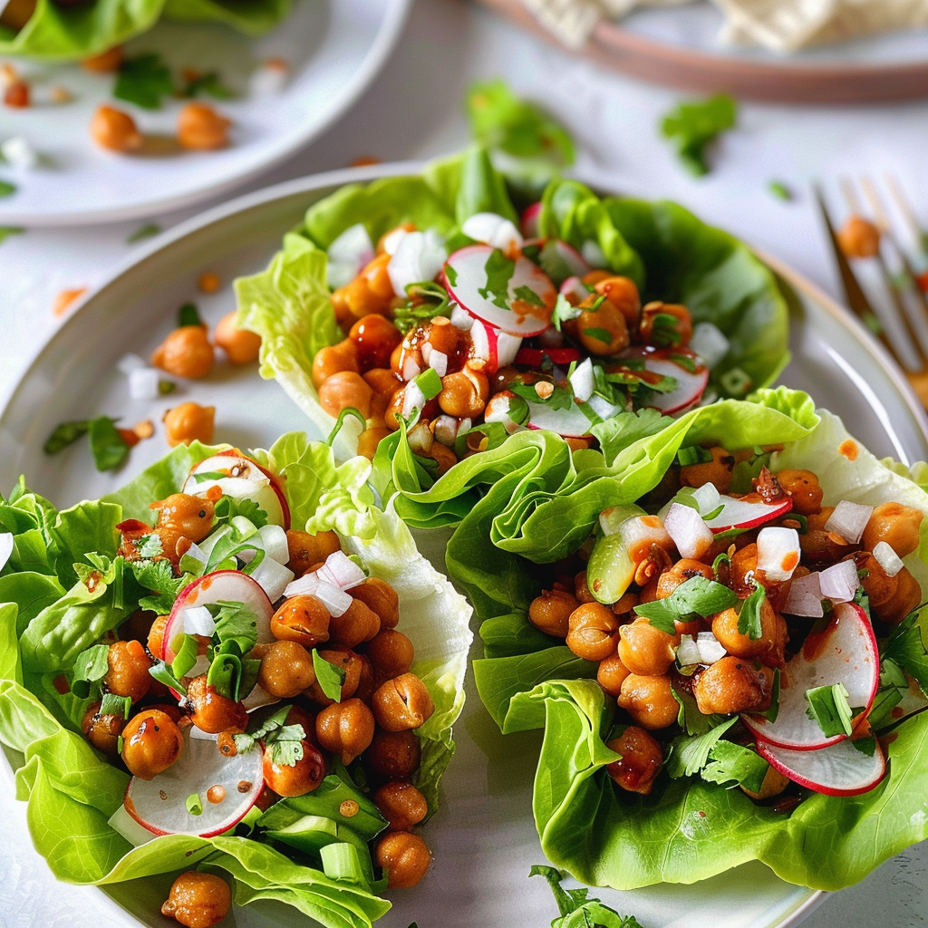 Crispy chickpea lettuce wraps