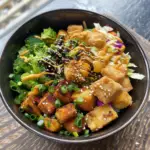 Amazing Crispy Tofu Bowl with Summer Slaw Delight