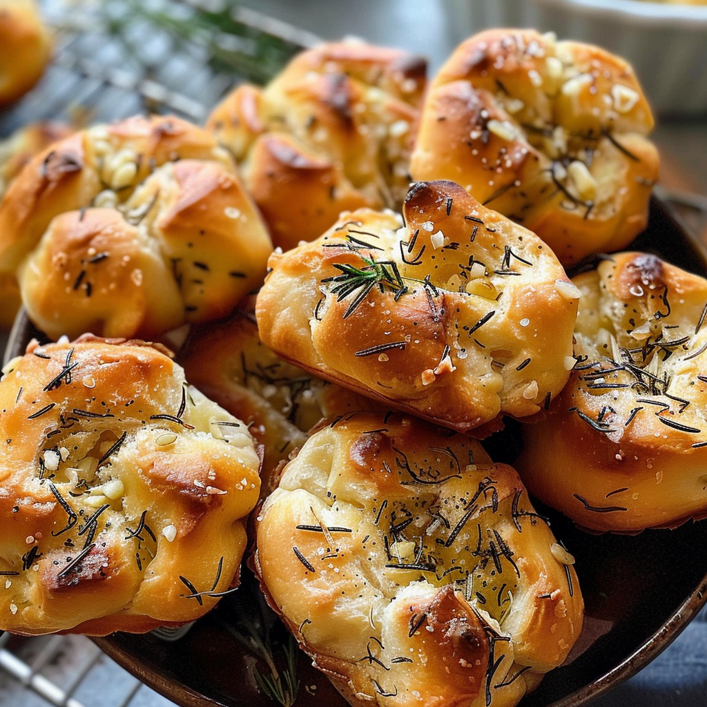 Easy Garlic Rosemary Focaccia Muffins