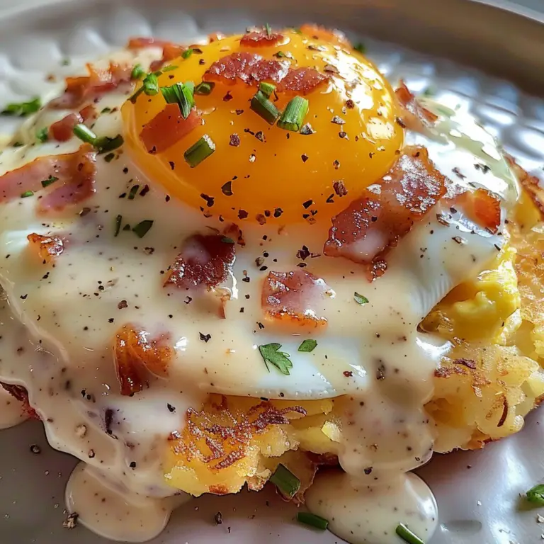 Amazing Egg Topped Hash Browns With Bacon Gravy Delight