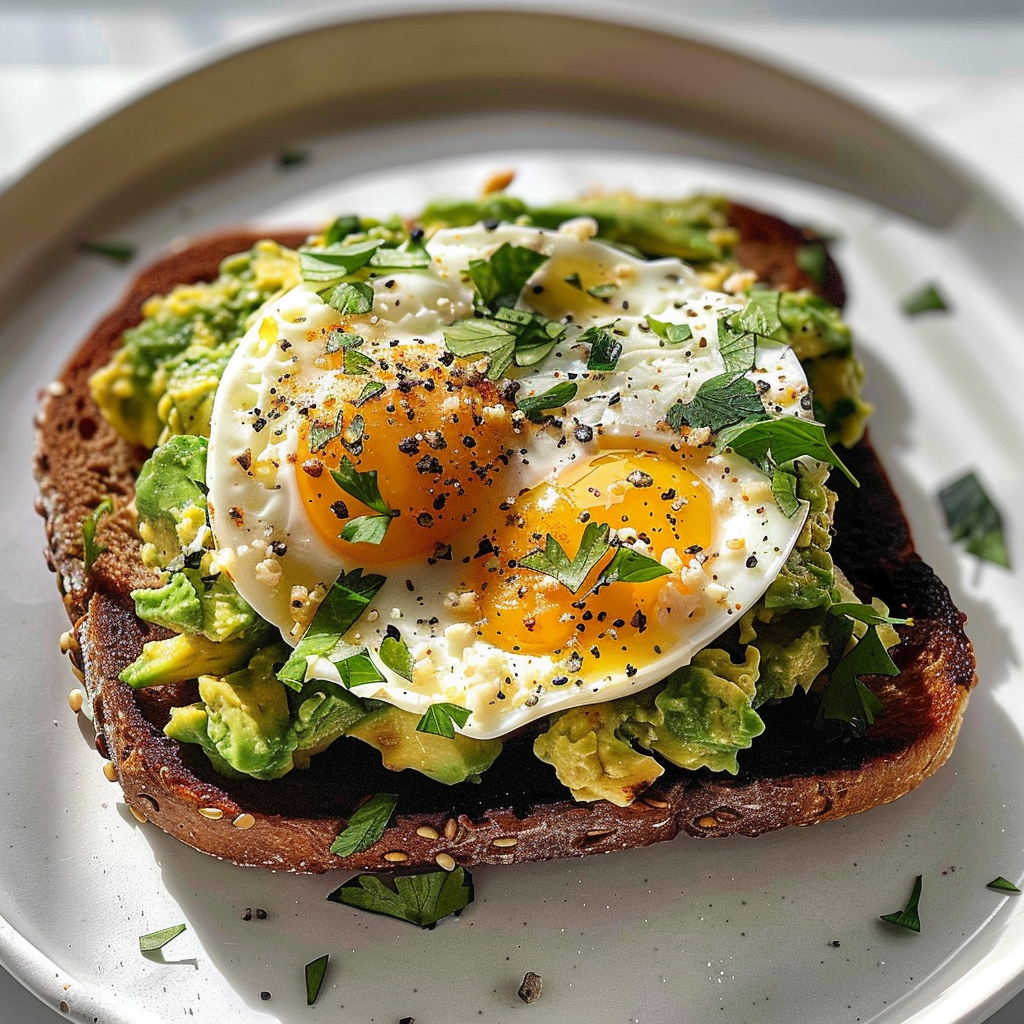 Egg and avocado breakfast sandwich