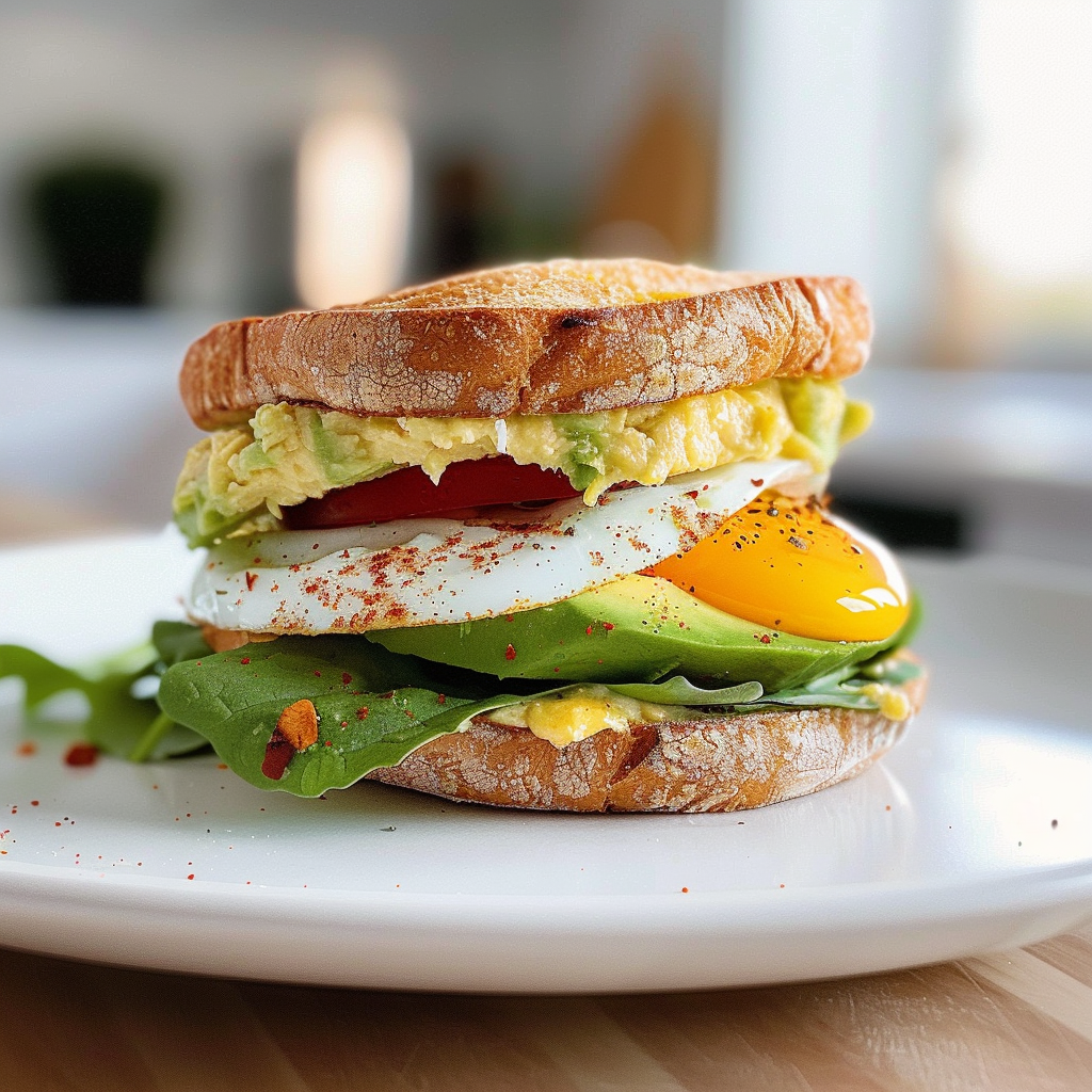 Egg and avocado breakfast sandwich