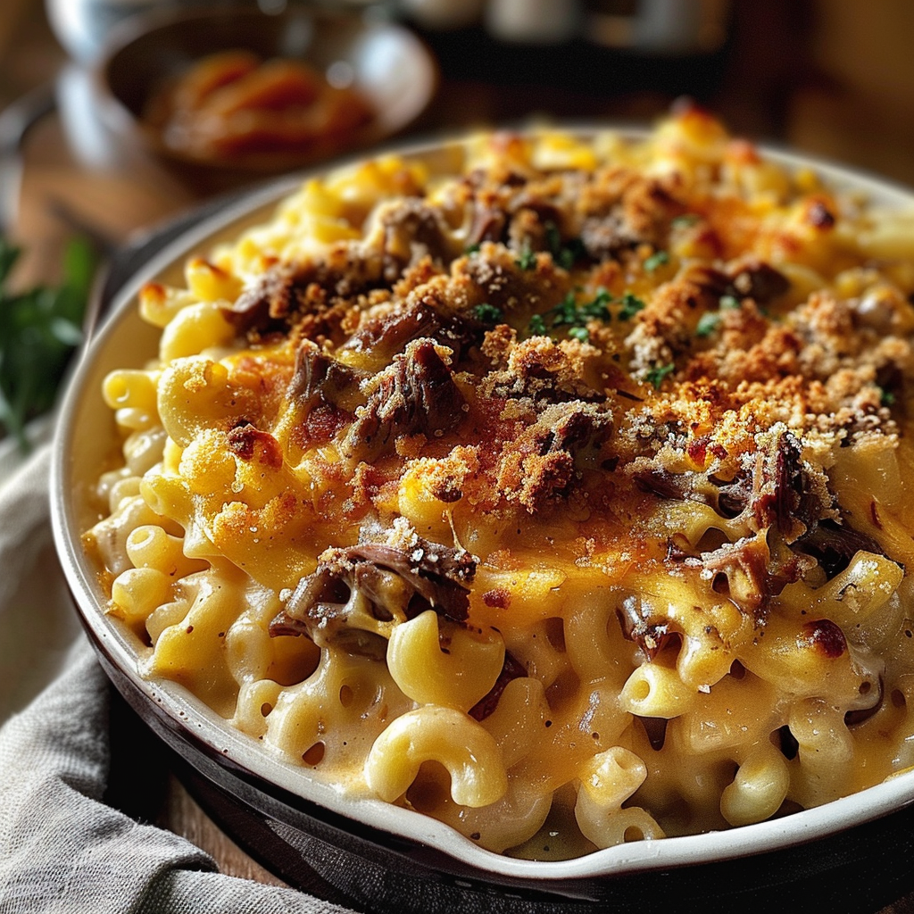 Father’s Day Mac and Cheese with beef
