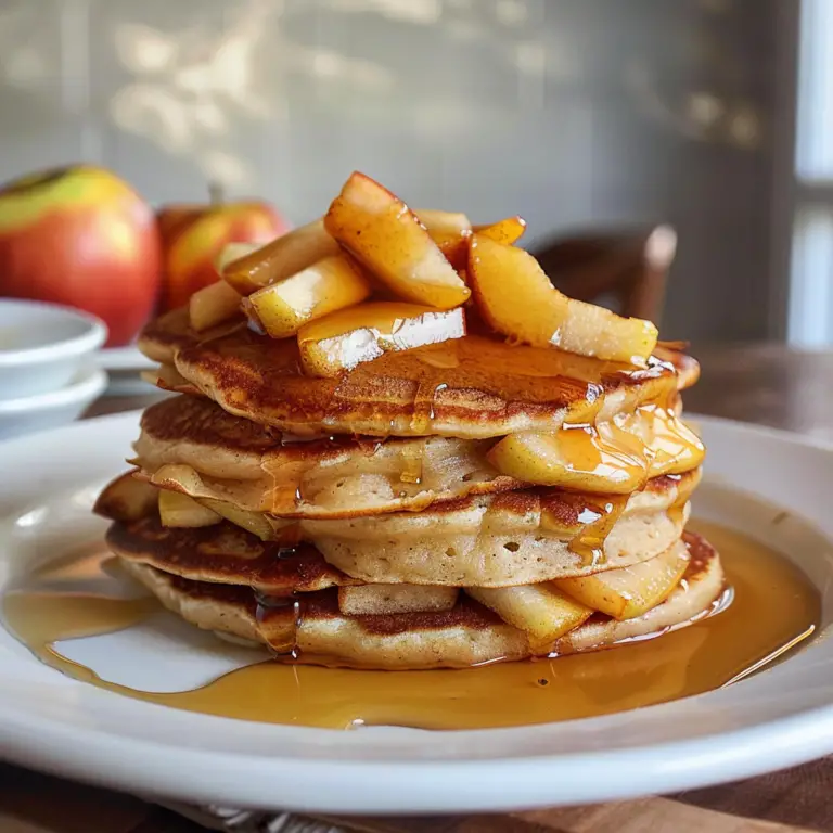 Amazing Fluffy Apple Pancakes with Maple Syrup Delight